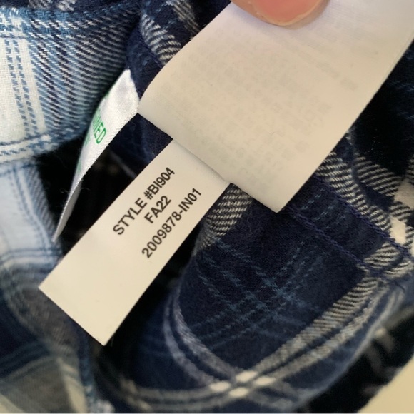 J Crew Blue Plaid Split Pattern Flannel Shirt - Picture 3 of 7